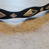 Western Adjustable Leather Hatband Black with Silver Diamond Shaped Conchos
