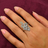 Artisan Celestial Sterling Silver Snake Ring with Bronze Star and Moon