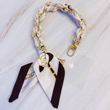 Braided Scarf Chain Wristlet Phone Strap Bag Charm Gold Links