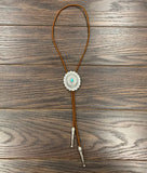 Western Bolo Necklace with Turquoise Concho Pendant