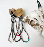 Western Navajo Bead Choker Necklace White Stone