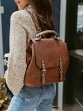 Brooks Convertible Vegan Leather Backpack & Shoulder Bag in Lt. Khaki