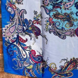 Electric Blue Baby Blue Paisley Printed Western Southwestern Wild Rag Scarf