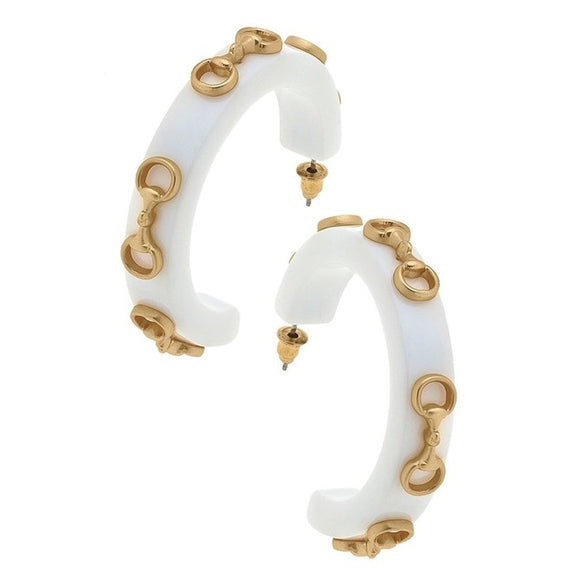 Sutton Horsebit Equestrian Horse Derby Western Resin Hoops White