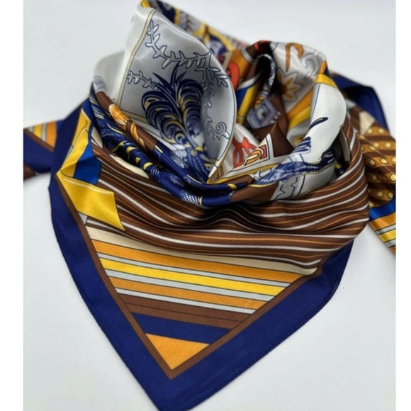 Blue Gold War Horse Western Southwestern Wild Rag Scarf Accent