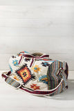 Handmade Navajo Pattern Cotton Duffel Bag with Suede Straps — Ivory