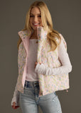 Light Pink Floral Puffer Vest