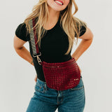 Westlyn Woven Crossbody Bum Bag | Vegan Leather | Checkered Black/Red