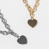 Gold Dipped Chunky Chain Heart Pendant Necklace | Gold