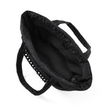 Tote Quilted Puffer with Luggage Strap and Chain Black