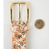 Boho Chic Floral Vegan Leather Adjustable Belt Orange
