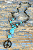 Chandler Peace Sign Beaded Necklace | Turquoise & Bronze | Dylan Designs
