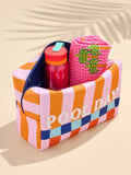 Pool Day Oversized Zip Pouch | Pink & Orange Stripe | Terry Lettering