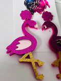 Pink Tropical Flamingo Dangle Earrings