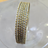 Silver with Gold Glitter Thin Metal Bangles Metallics Stack of 6