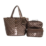 The Debra Diamond Quilted Nylon Tote Bag Coca Mocha