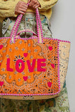 LOVE Bandana Quilted Tote Bag | Orange Multi