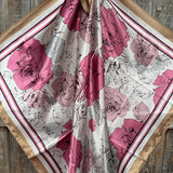 Pink Roses Floral Wild Rag Scarf | Western Luxury Accessory