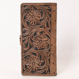 Western Floral Tooled Leather Long Wallet