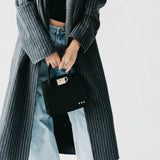 Nixie Nubuck Vegan Leather Small Crossbody Tote Black