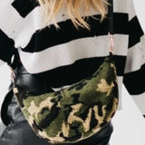 Shirley Sherpa Camo Print Crossbody Bag