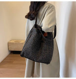 Leopard Print Shoulder Slouchy Tote Bag
