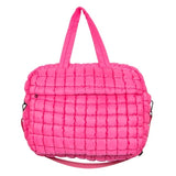 Hot Pink Quilted Puffer Weekender Duffle Bag