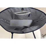 Carryall Shopper Tote Bag Beige Navy Blue