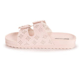MUK LUKS Women's Grand Cayman Perforated Sandal | Adjustable Strap Flat