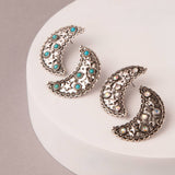 Western Star Patterned Crescent Moon Earrings | Iridescent