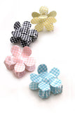 Jumbo Checker Flower Hair Claw Clip Light Pink