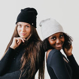 Rolled Edge Cashmere Blend Beanie Light Grey