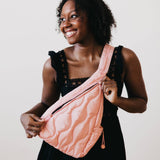 Striding Through Philly Puffer Nylon Sling Bag or Backpack Bubblegum Pink