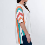 Daya Stripe Dolman Half Sleeve Scoop Neck Hi-Lo Top