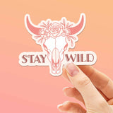 Stay Wild Cow Skull Pink Cowgirl Vinyl Sticker