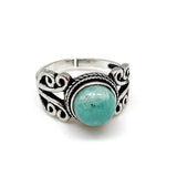 Tanvi Collection Ring Silver Scroll Circle Amazonite