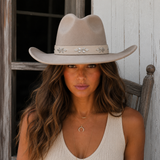 Cognac Faux Leather Hat Band with Silver-Tone Conchos