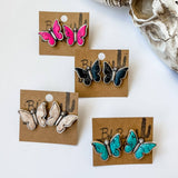 Butterfly Stone Earrings White