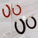 Retro Bling Crystal Hoop Earrings Black