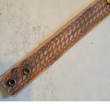 Western Boho Layering Hand Tooled Leather Bracelet Brown