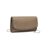 Imogen Woven Clutch Gold Chain Crossbody Sage Green