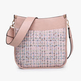 Chloe Tweed Crossbody with Guitar Strap Pink