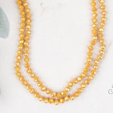 90 inch Double Wrap Beaded Necklace, Mustard Yellow 8MM