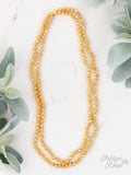 90 inch Double Wrap Beaded Necklace, Mustard Yellow 8MM