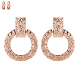 Hammered Metal Circle Door Knocker Clip On Earrings Rose Gold