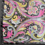 Black Pink Yellow Paisley Printed Western Southwestern Wild Rag Scarf Accent