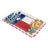 Texas Flag & Yellow Rose Hand-Painted Trinket Tray