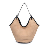 Ambrose Woven Straw Tote Bag in Natural Black