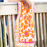 Orange Leopard Print Smitten Kitten Cotton Beach Pool Lake Towel