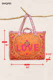 LOVE Bandana Quilted Tote Bag | Orange Multi